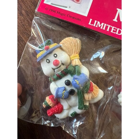 1996 Magic Creations Christmas Cuties Magnets Set of 2 Snowman & Angel NIP - Picture 5 of 6